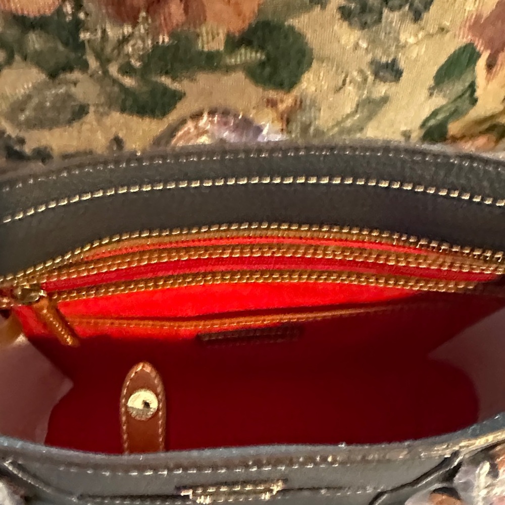 Dooney & Bourke small Lexington Shopper Dark GreyTote with Brown Trim - Picture 4 of 5